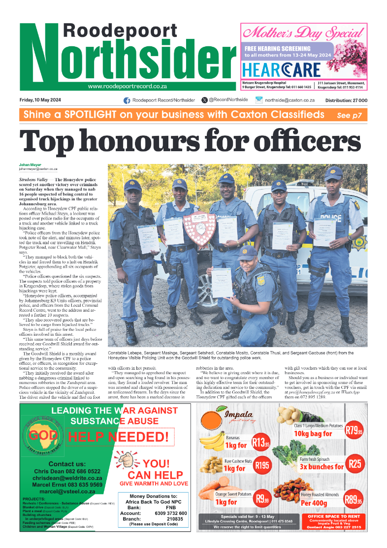 Roodepoort Northsider 10 May 2024 page 1