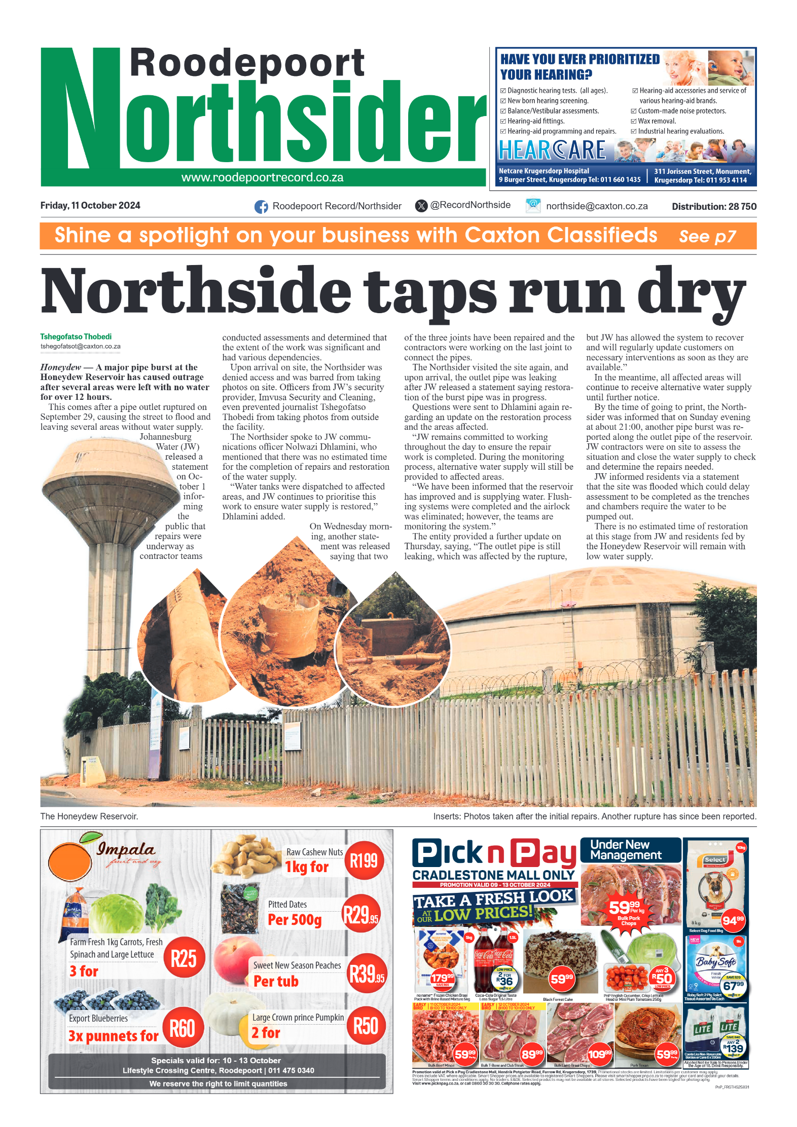 Roodepoort Record 11 October 2024 page 1