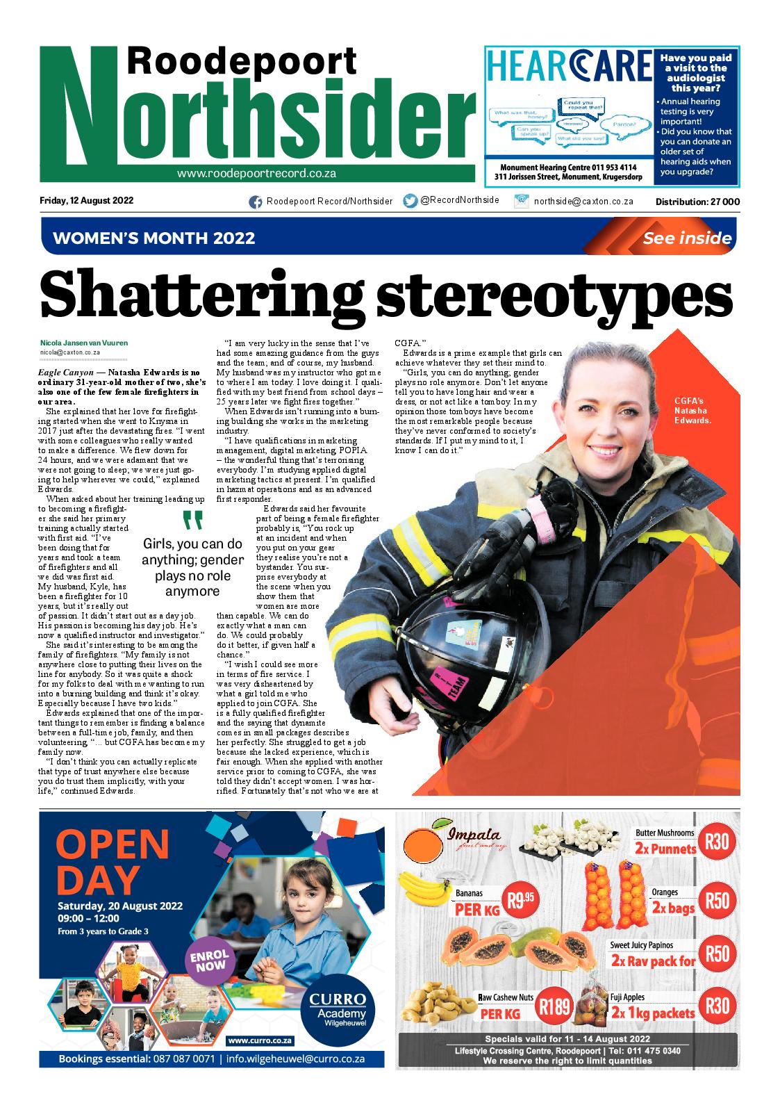 Roodepoort Northsider 12 August 2022 page 1