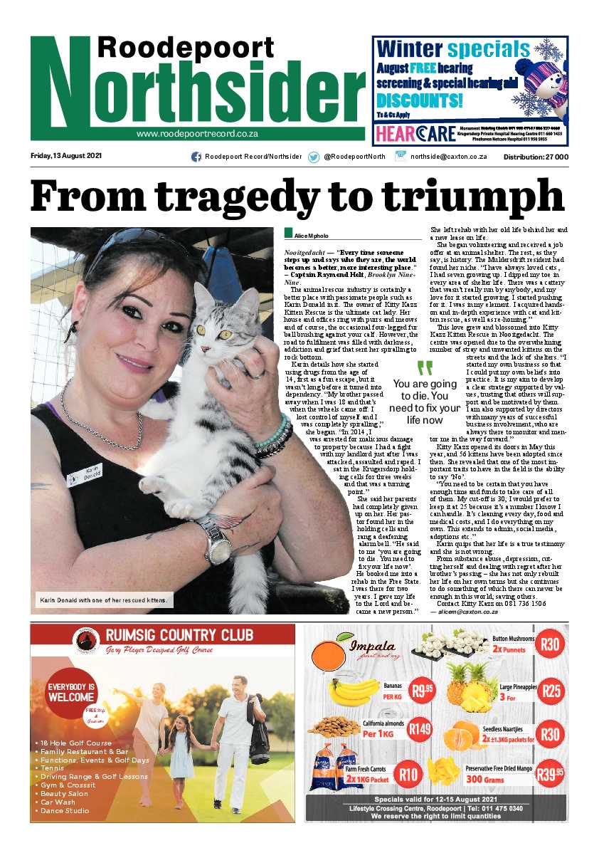 Roodepoort Northsider 13 August 2021 page 1