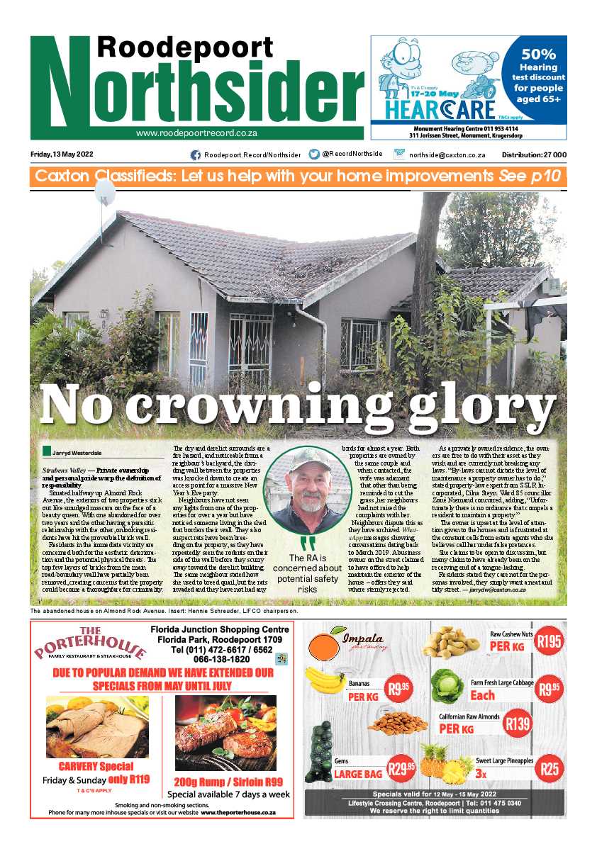 Roodepoort Northsider 13 May 2022 page 1