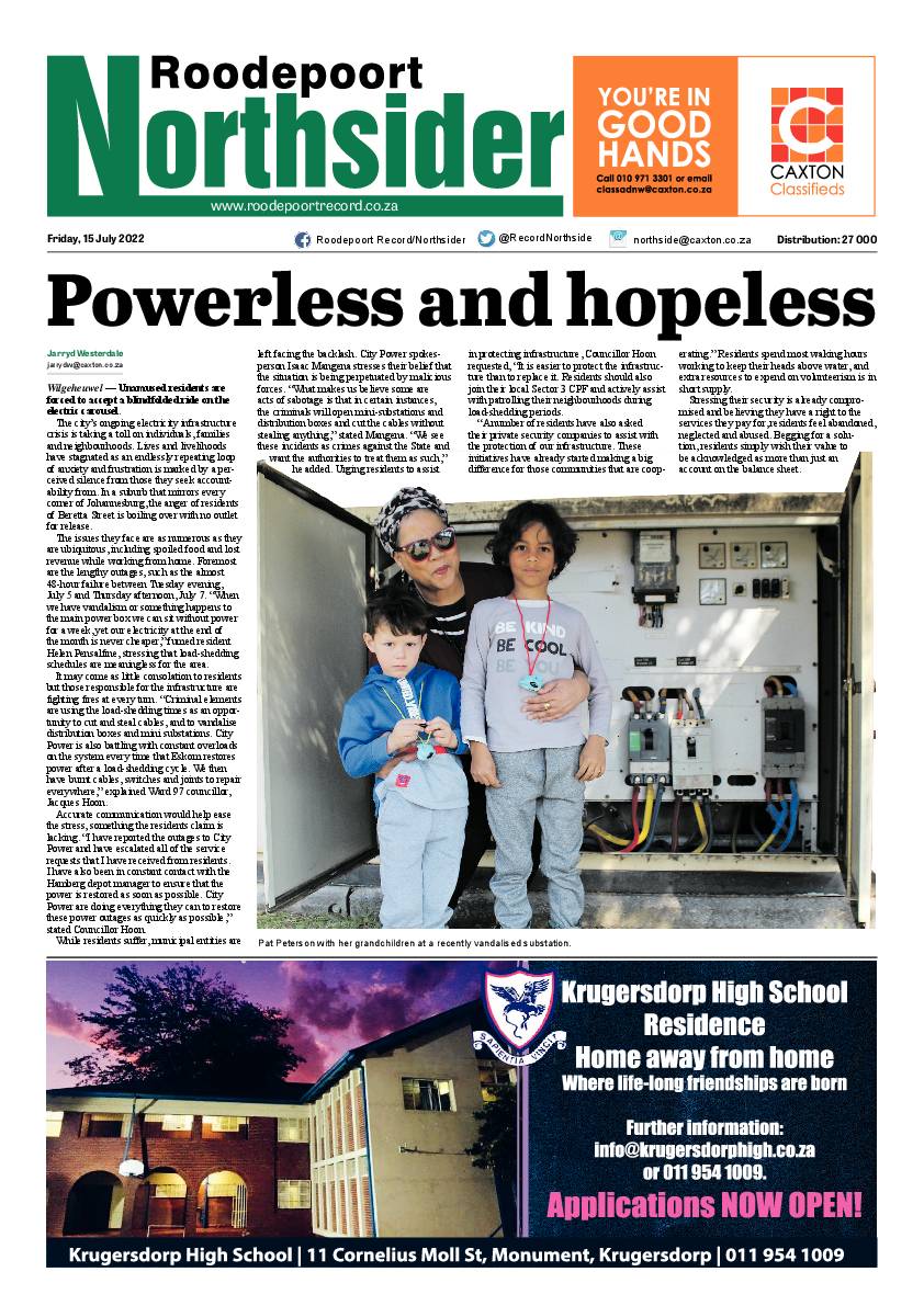 Roodepoort Northsider 15 July 2022 page 1