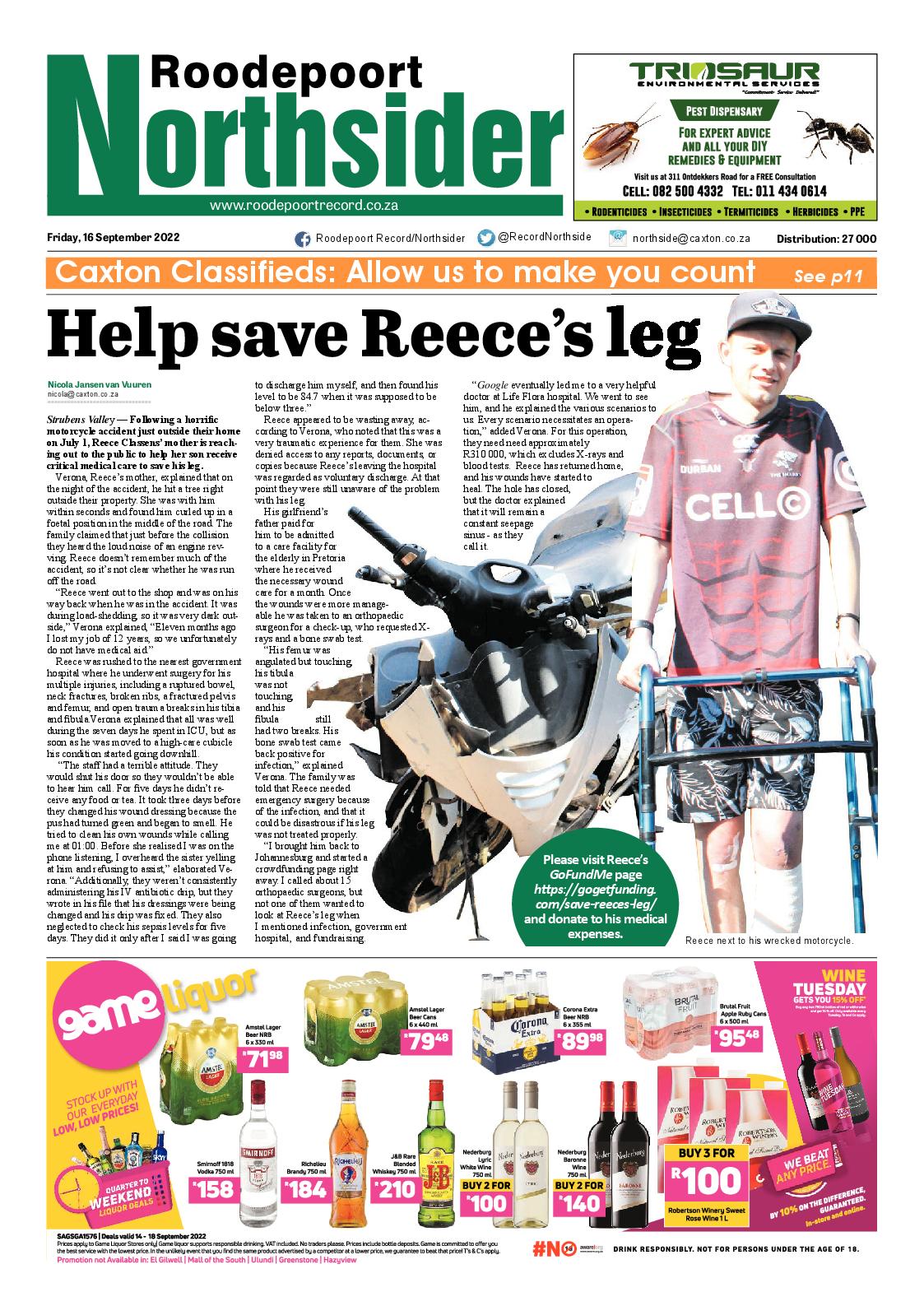 Roodepoort Northsider 16 September 2022 page 1