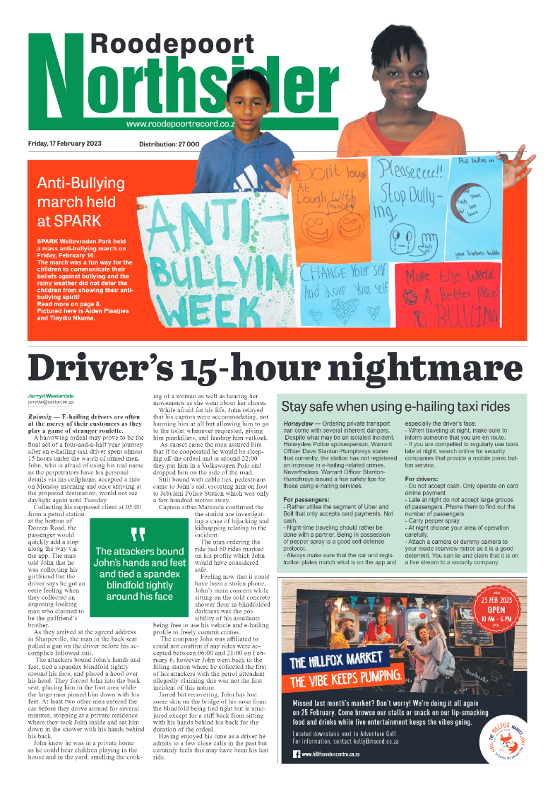 Roodepoort Northsider 17 February 2023 page 1