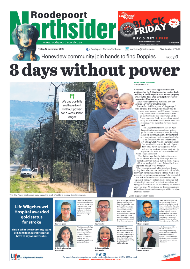 Roodepoort Northsider 17 November 2023 page 1