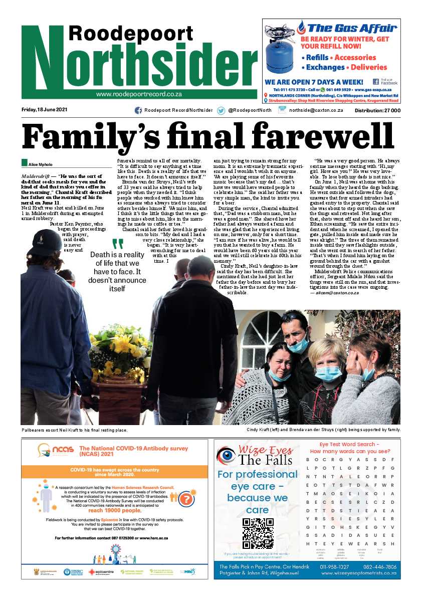 Roodepoort Northsider 18 June 2021 page 1