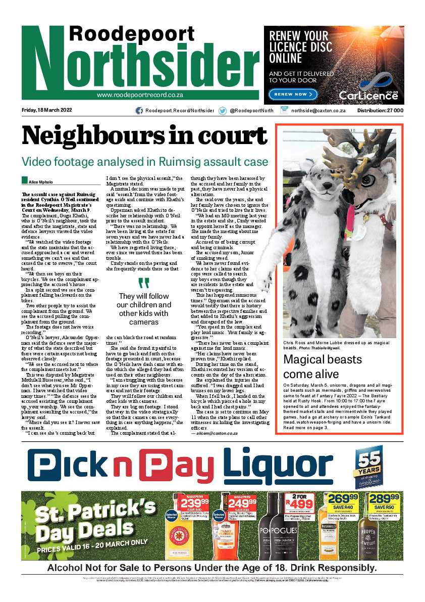 Roodepoort Northsider 18 March 2022 page 1