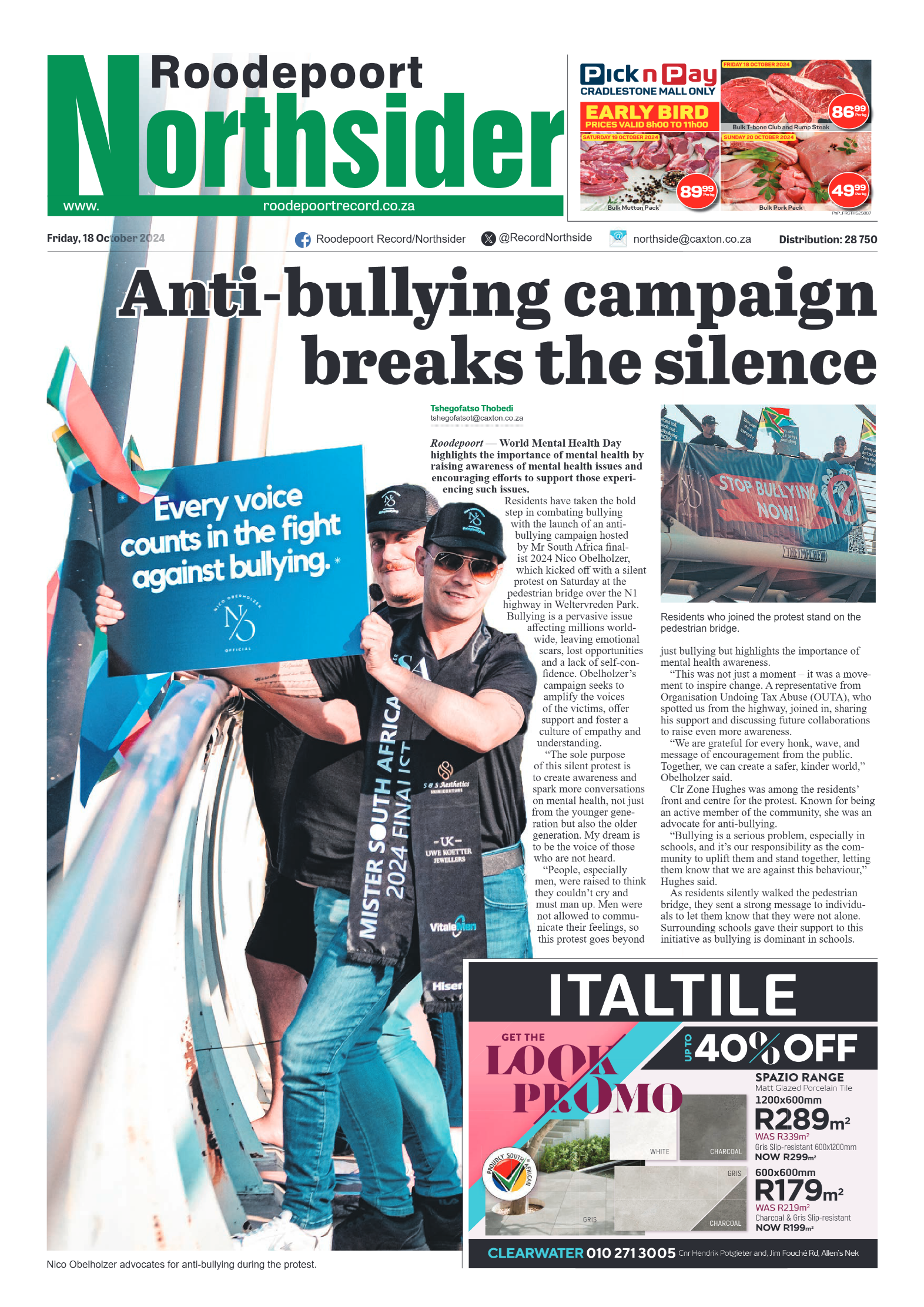 Roodepoort Record 18 October 2024 page 1
