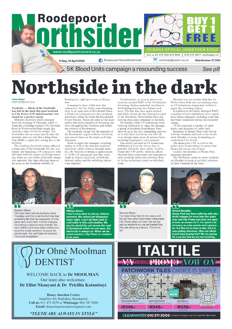 Roodepoort Northsider 19 April 2024 page 1
