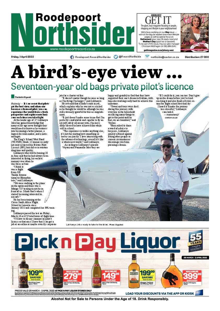 Roodepoort Northsider 1 April 2022 page 1