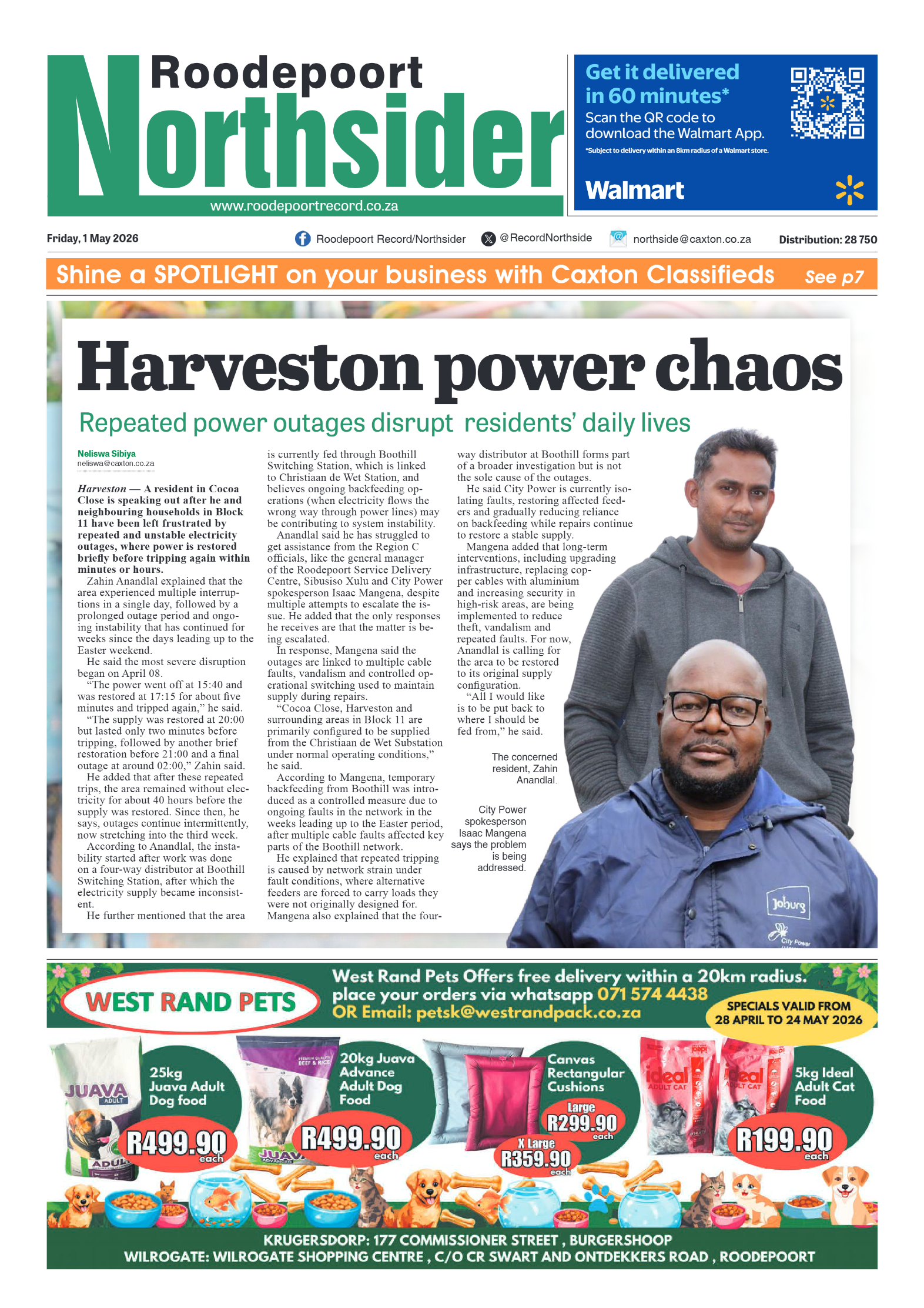 Roodepoort Northsider 1 May 2026 page 1