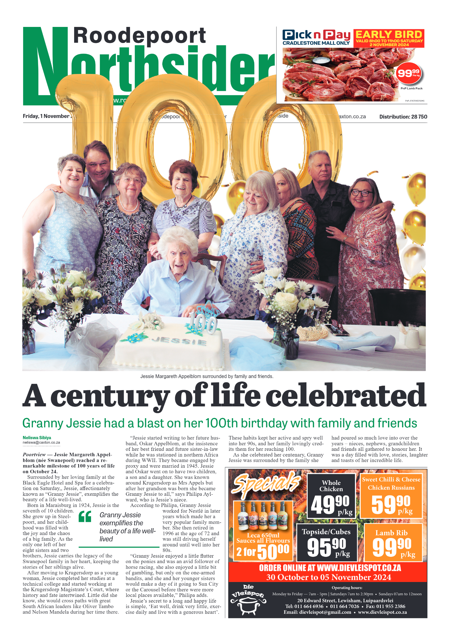 Roodepoort Northsider 1 November 2024 page 1