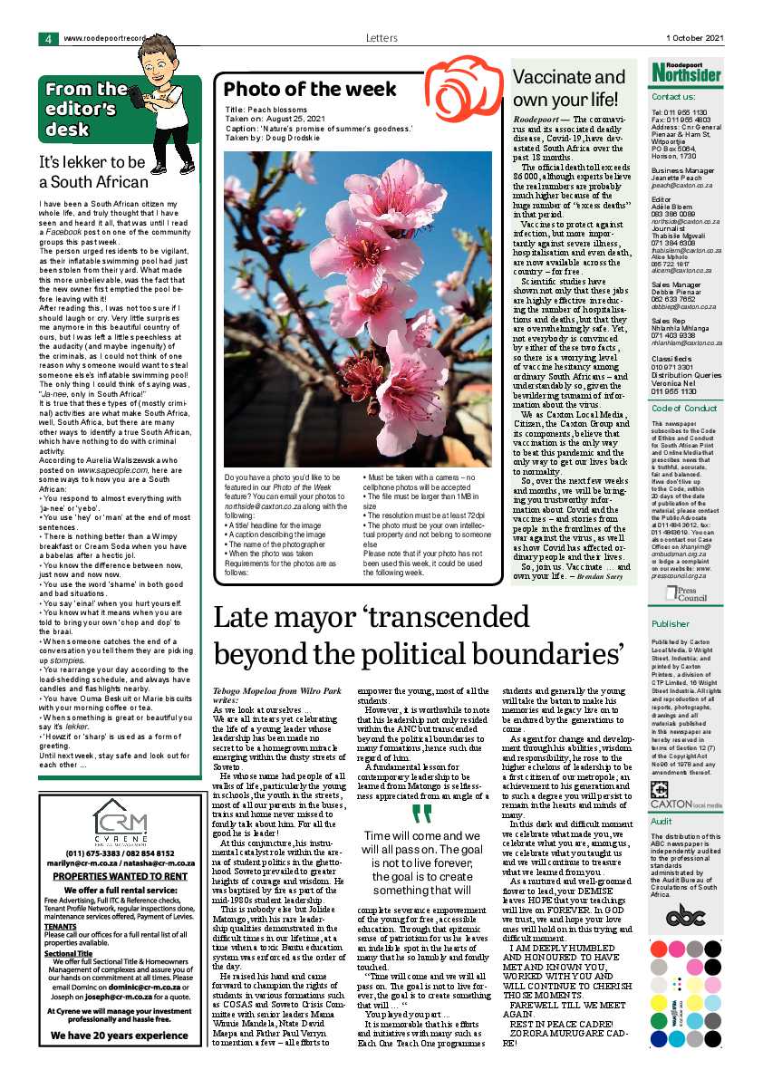 Roodepoort Northsider 1 October 2021 page 6