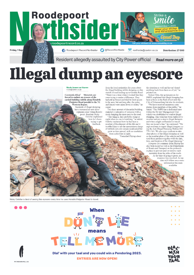 Roodepoort Northsider 1 September 2023 page 1