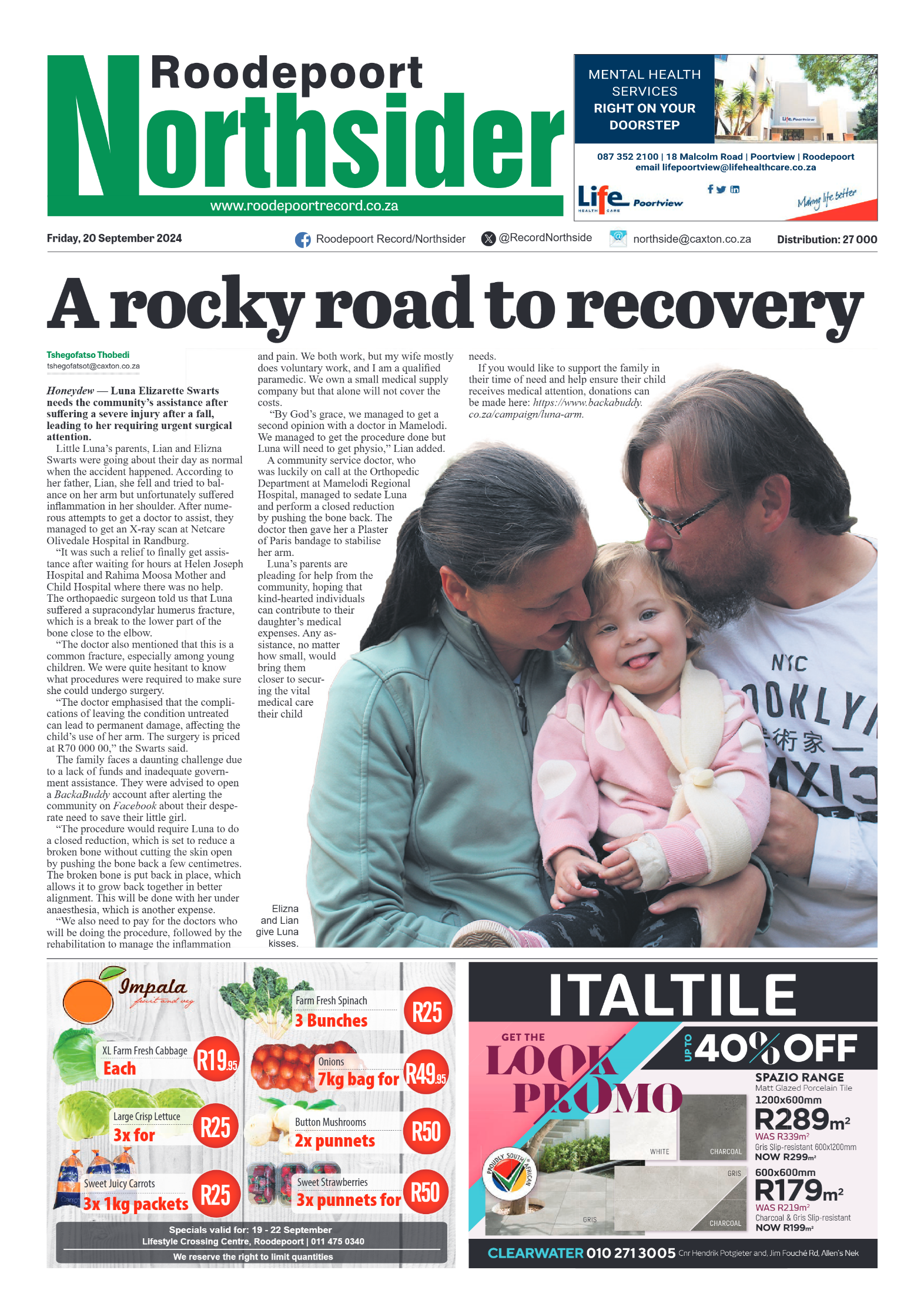 Roodepoort Northsider 20 September 2024 page 1