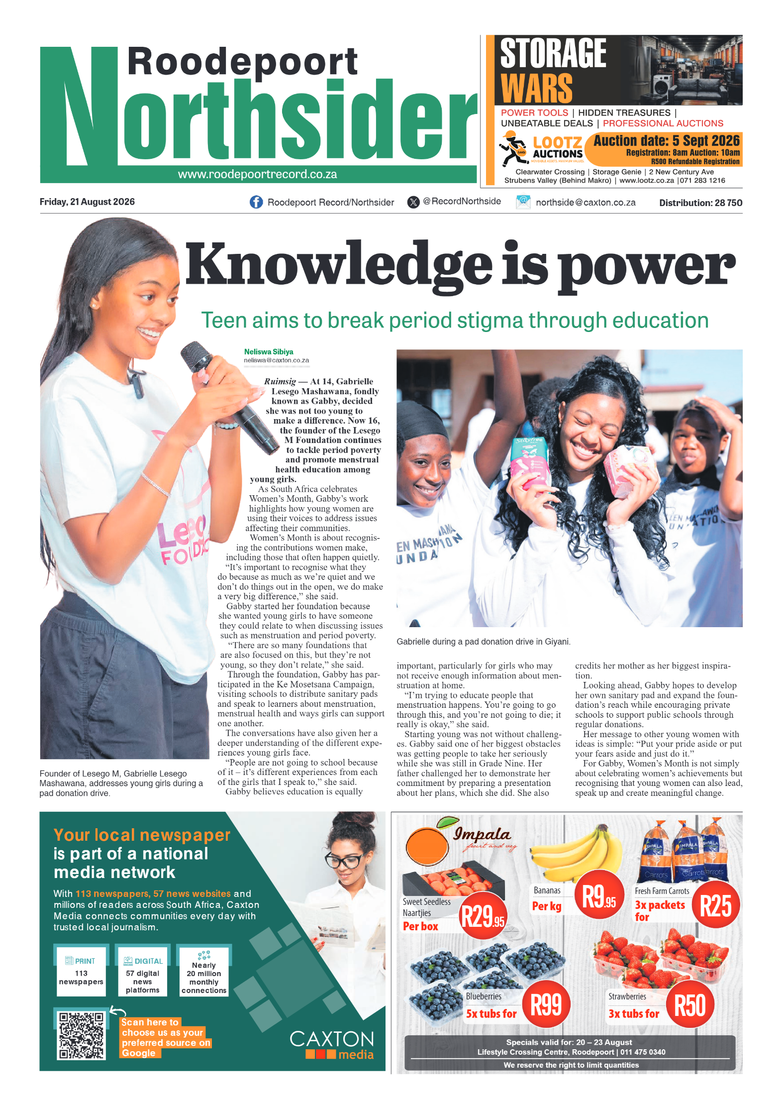 Roodepoort Northsider 21 August 2026 page 1