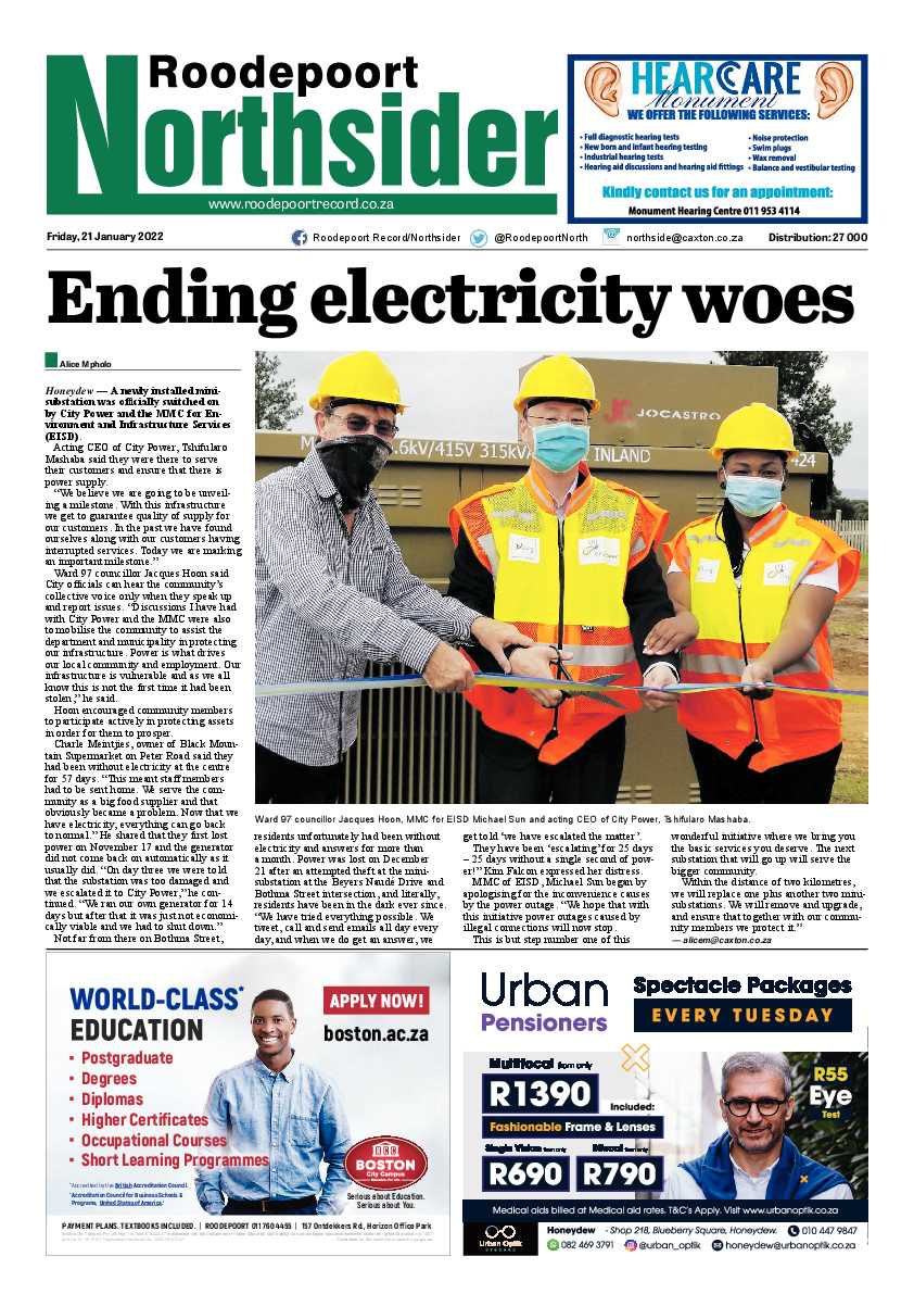 Roodepoort Northsider 21 January 2022 page 1