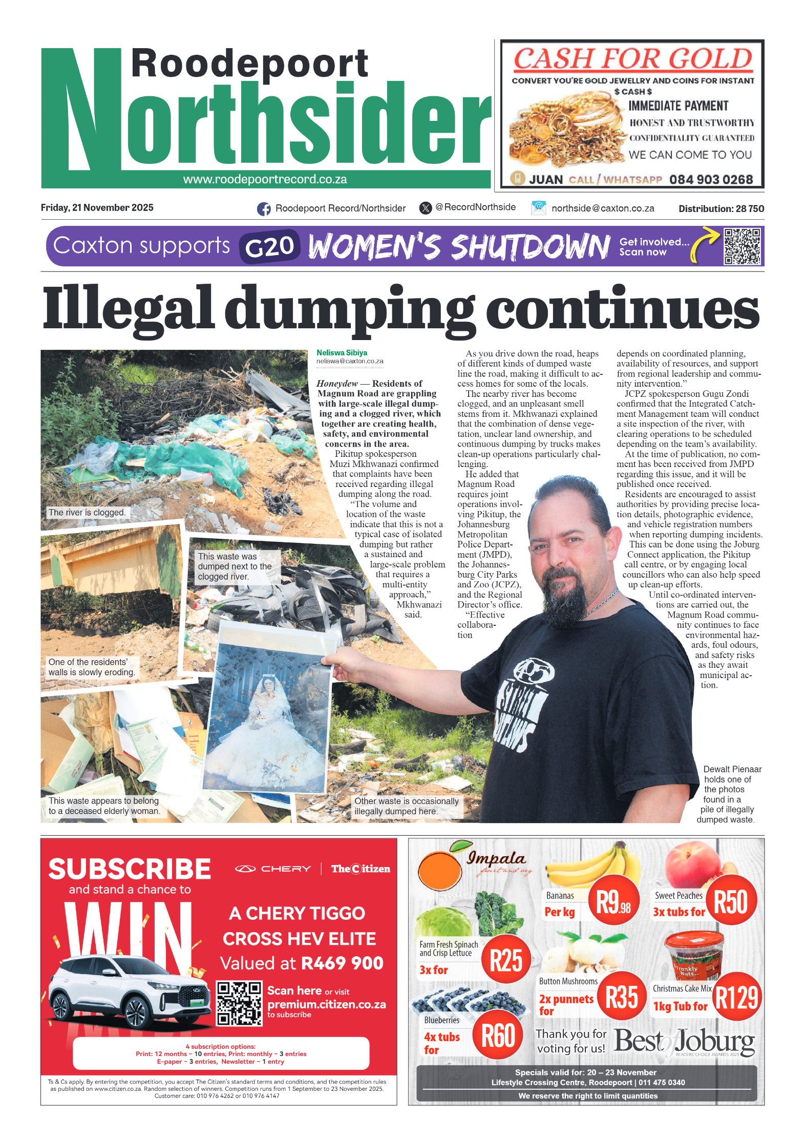 Roodepoort Northsider 21 November 2025 page 1