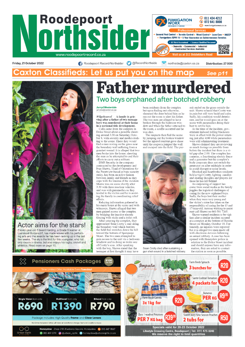 Roodepoort Northsider 21 October 2022 page 1