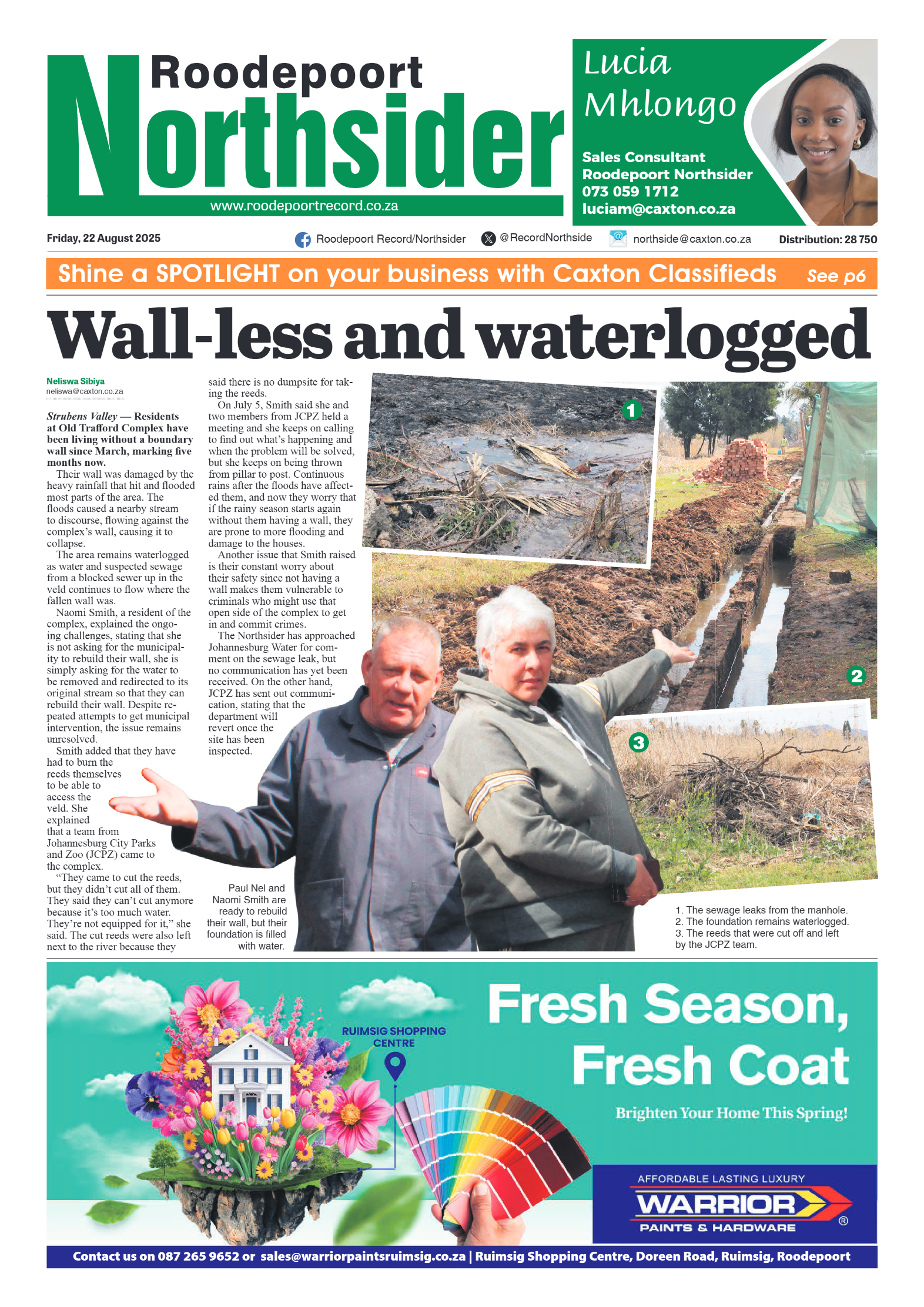 Roodepoort Northsider 22 August 2025 page 1