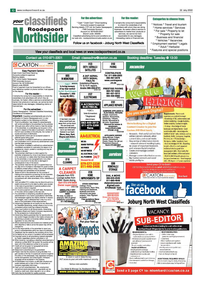 Roodepoort Northsider 22 July 2022 page 10