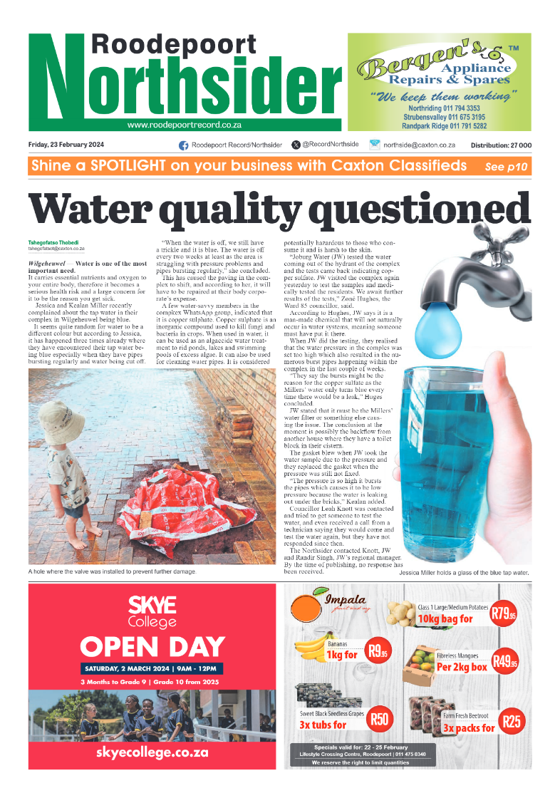 Roodepoort Northsider 23 February 2024 page 1