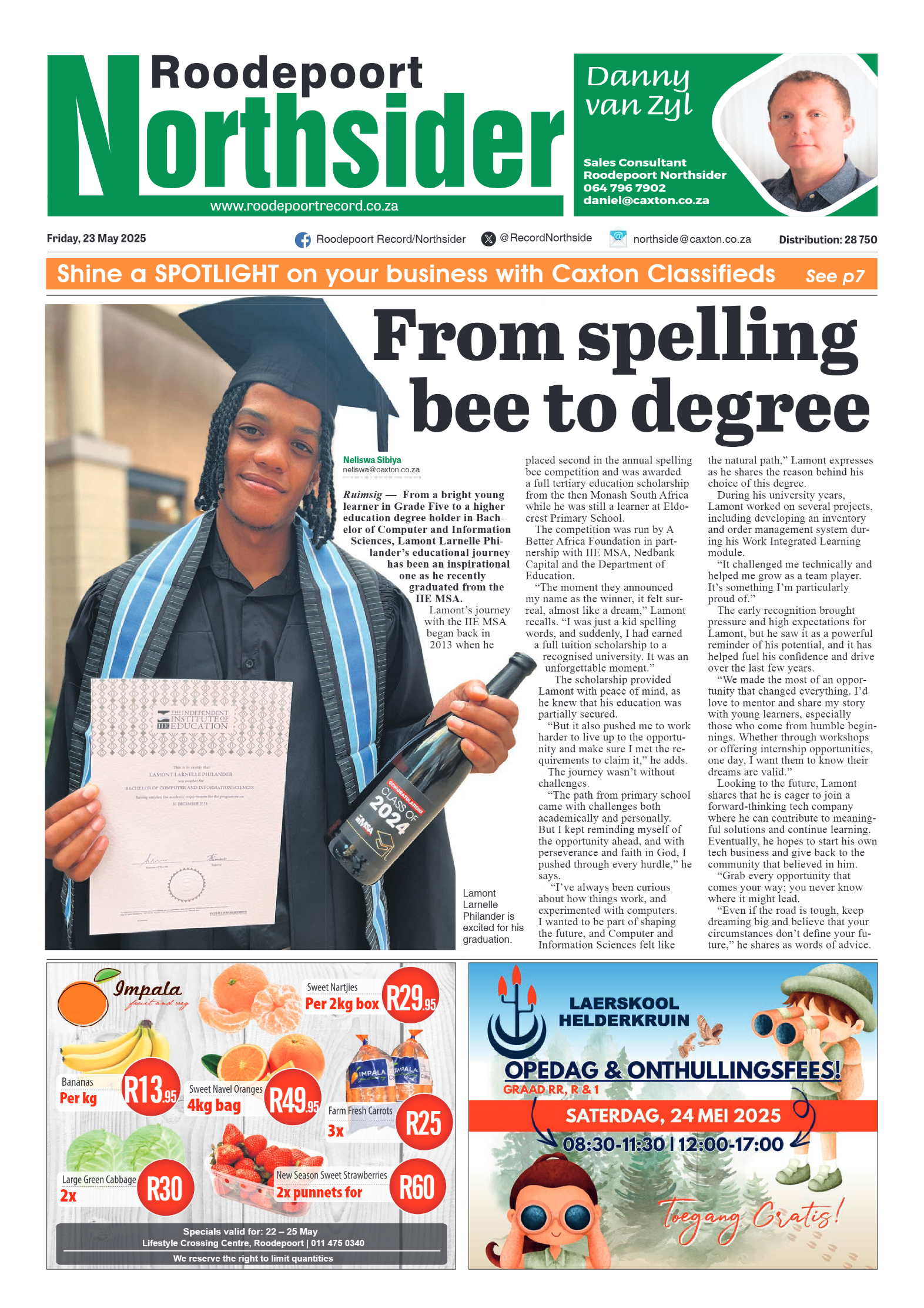 Roodepoort Northsider 23 May 2025 page 1