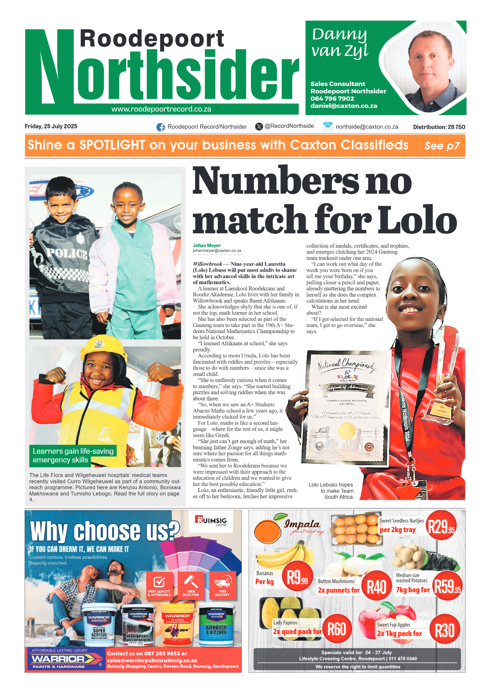 Roodepoort Northsider 25 July 2025 page 1