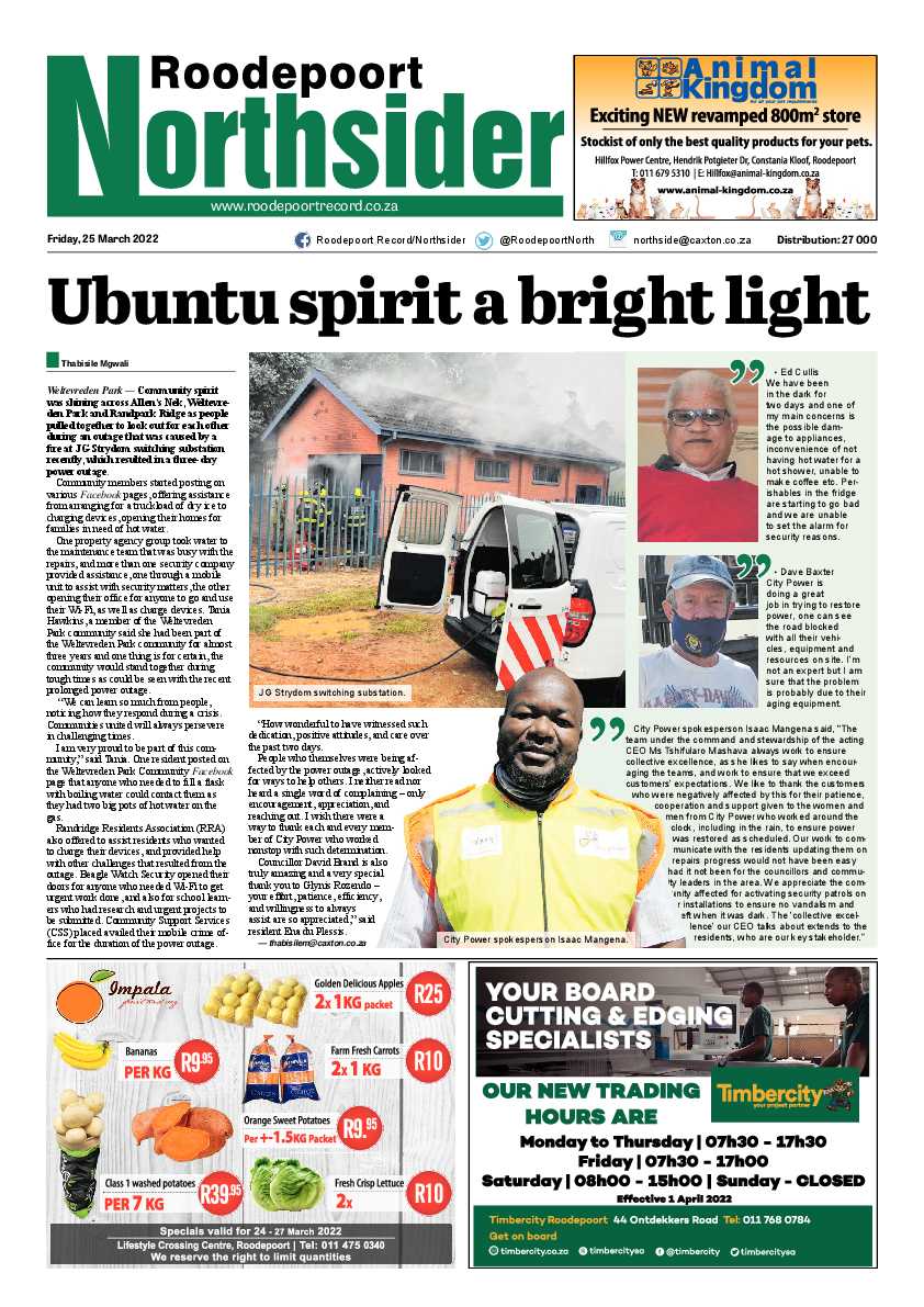 Roodepoort Northsider 25 March 2022 page 1