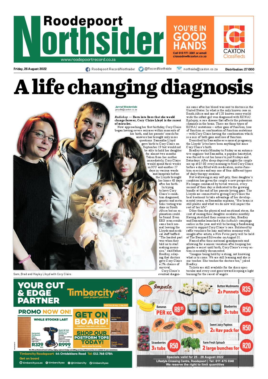 Roodepoort Northsider 26 August 2022 page 1