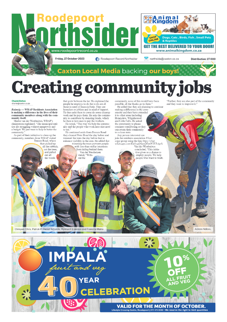 Roodepoort Northsider 27 October 2023 page 1