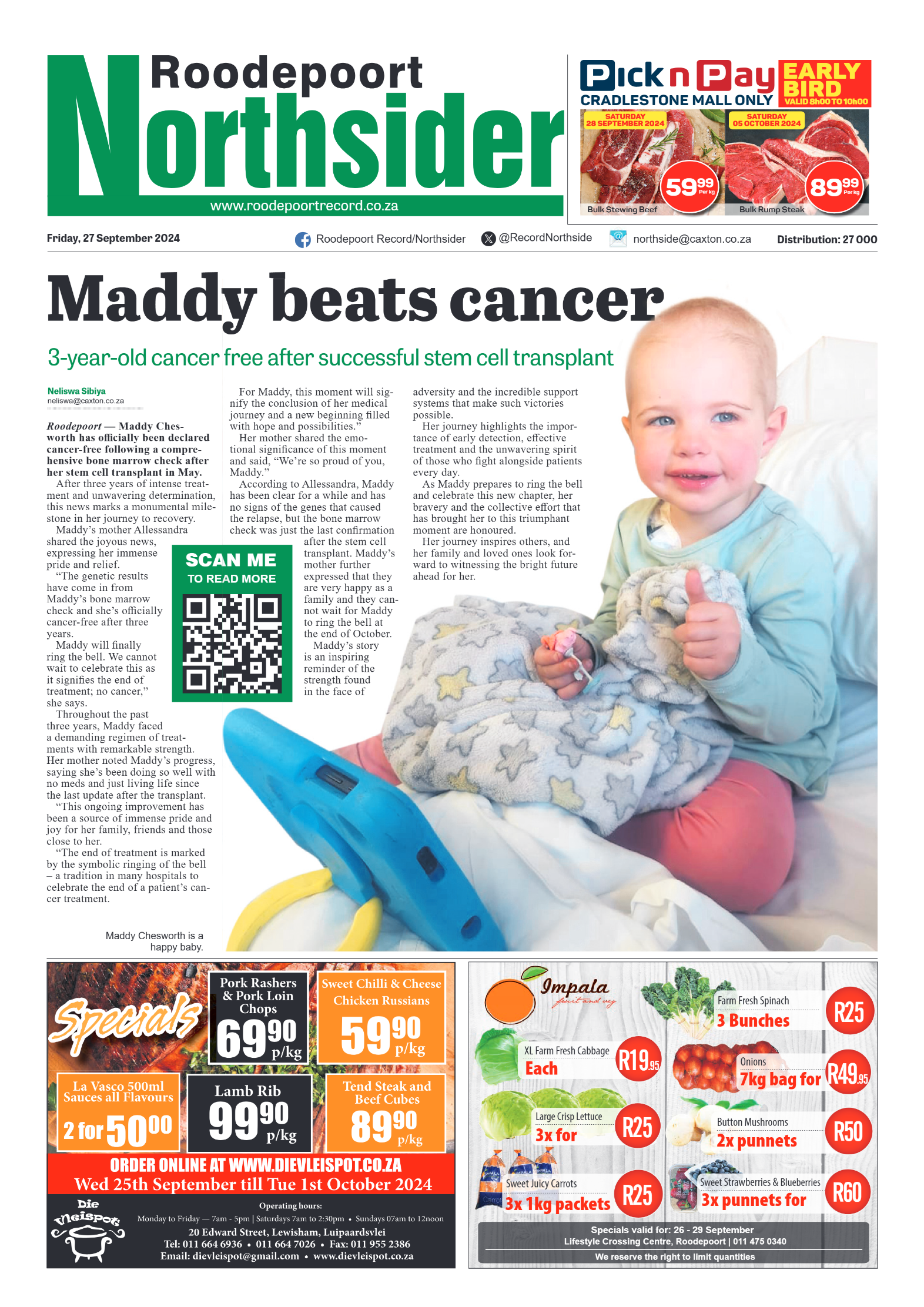 Roodepoort Northsider 27 September 2024 page 1