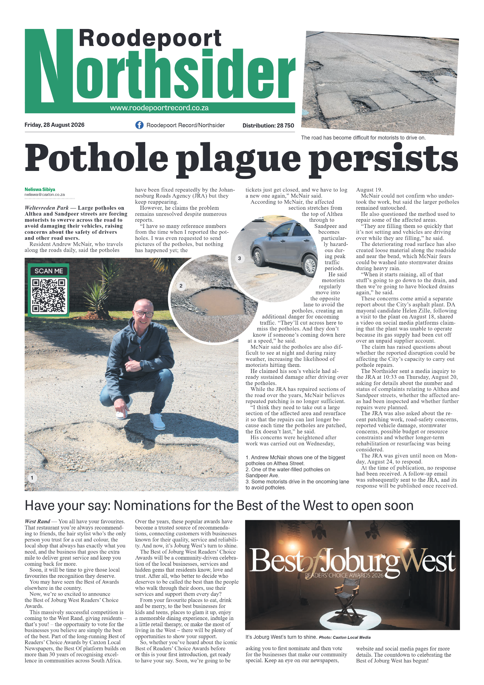 Roodepoort Northsider 28 August 2026 page 1