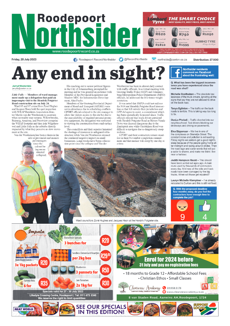 Roodepoort Northsider 28 July 2023 page 1