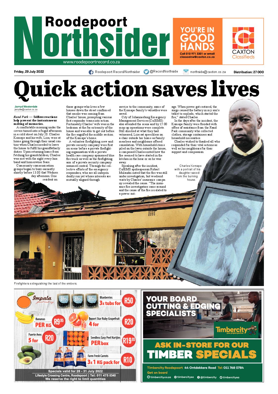 Roodepoort Northsider 29 July 2022 page 1