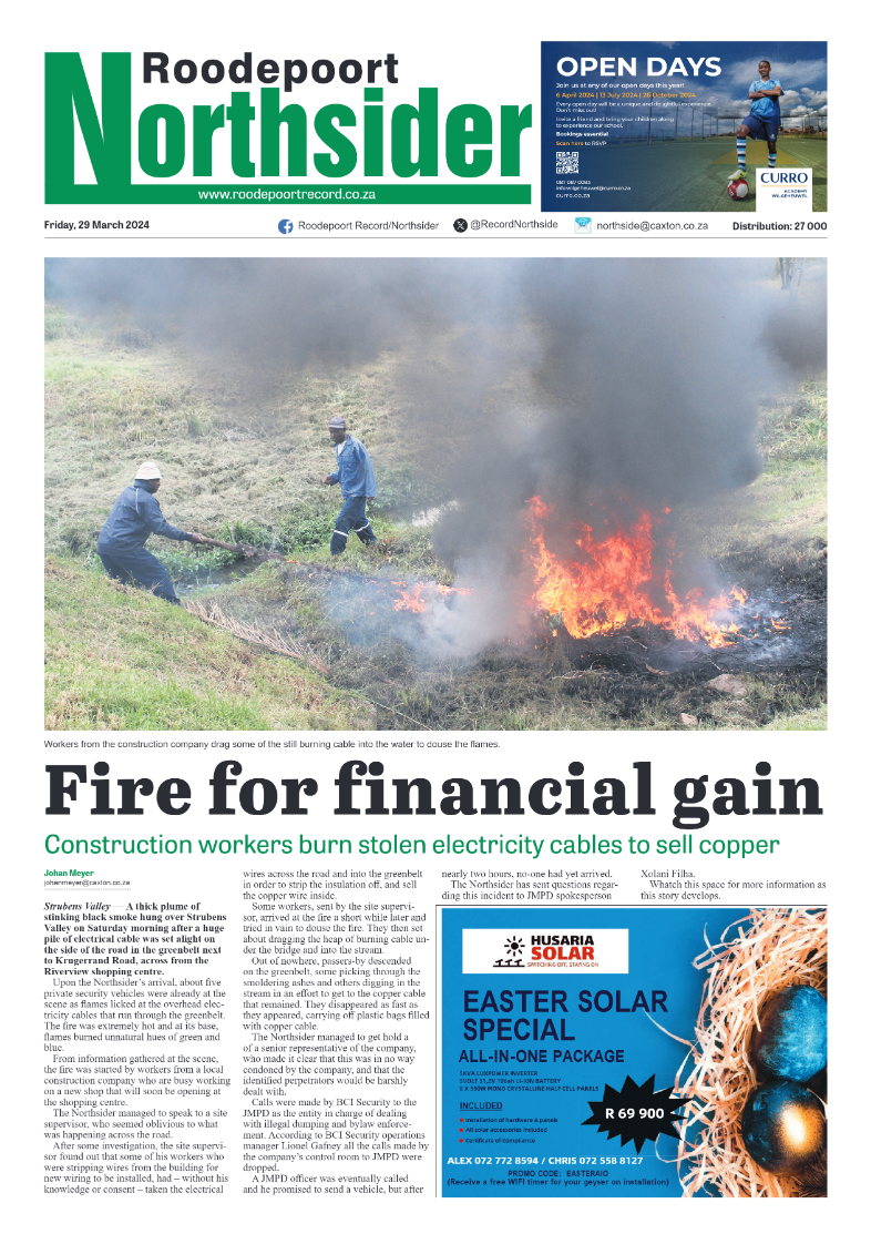 Roodepoort Northsider 29 March 2024 page 1
