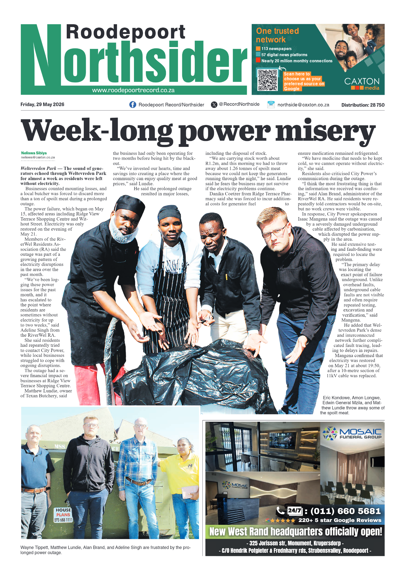 Roodepoort Northsider 29 May 2026 page 1