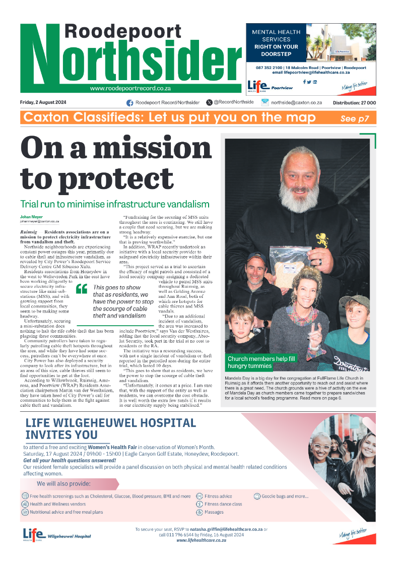 Roodepoort Northsider 2 August 2024 page 1