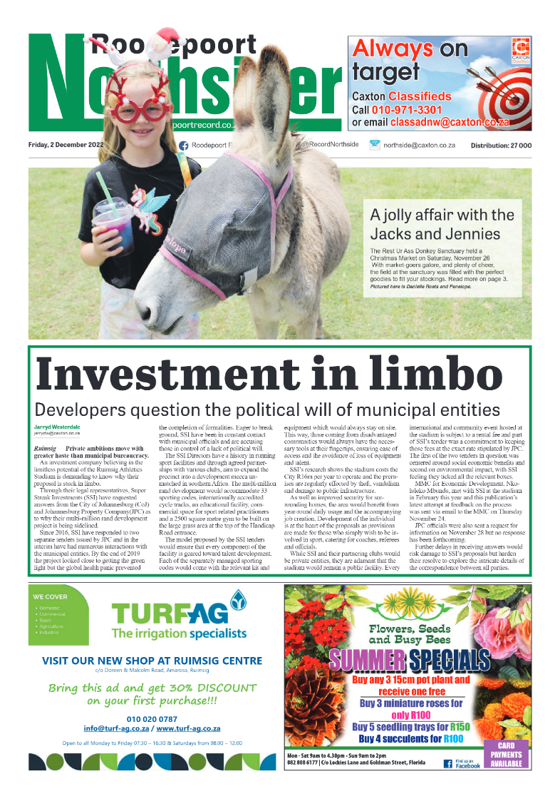 Roodepoort Northsider 2 December 2022 page 1