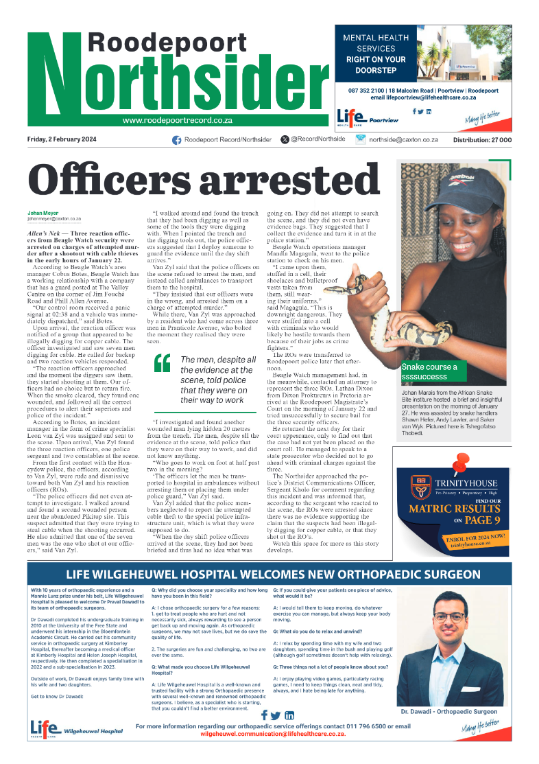 Roodepoort Northsider 2 February 2024 page 1