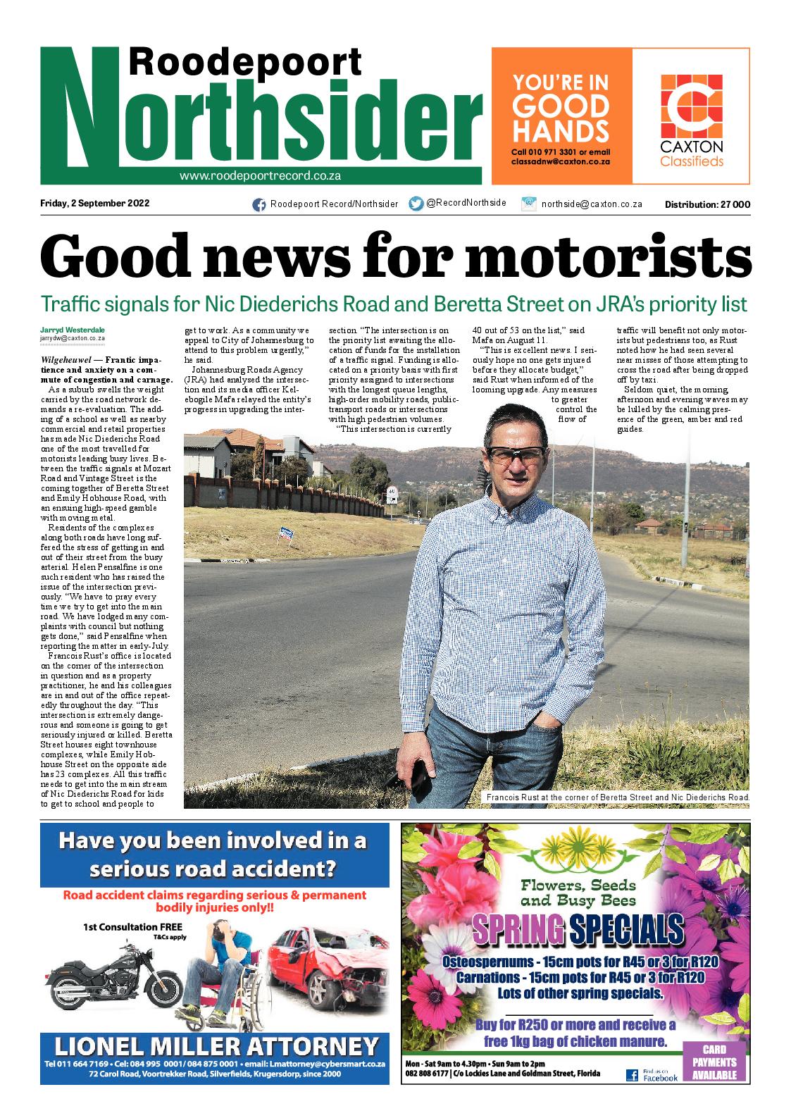 Roodepoort Northsider 2 September 2022 page 1