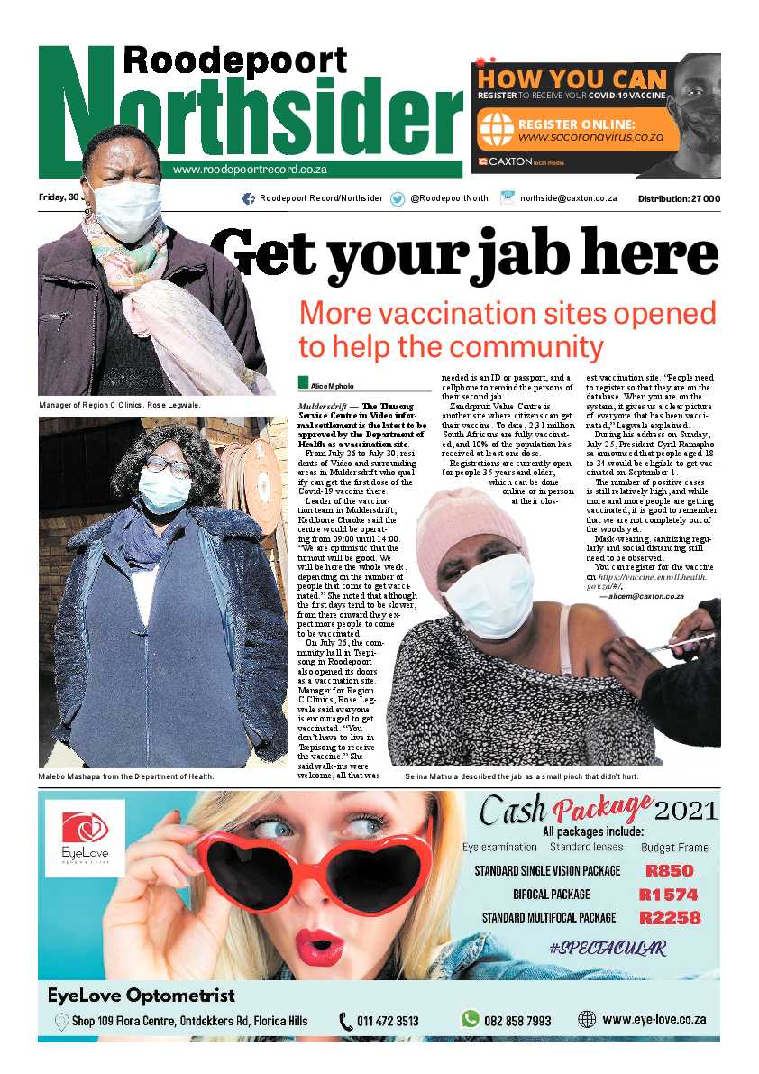 Roodepoort Northsider 30 July 2021 page 1
