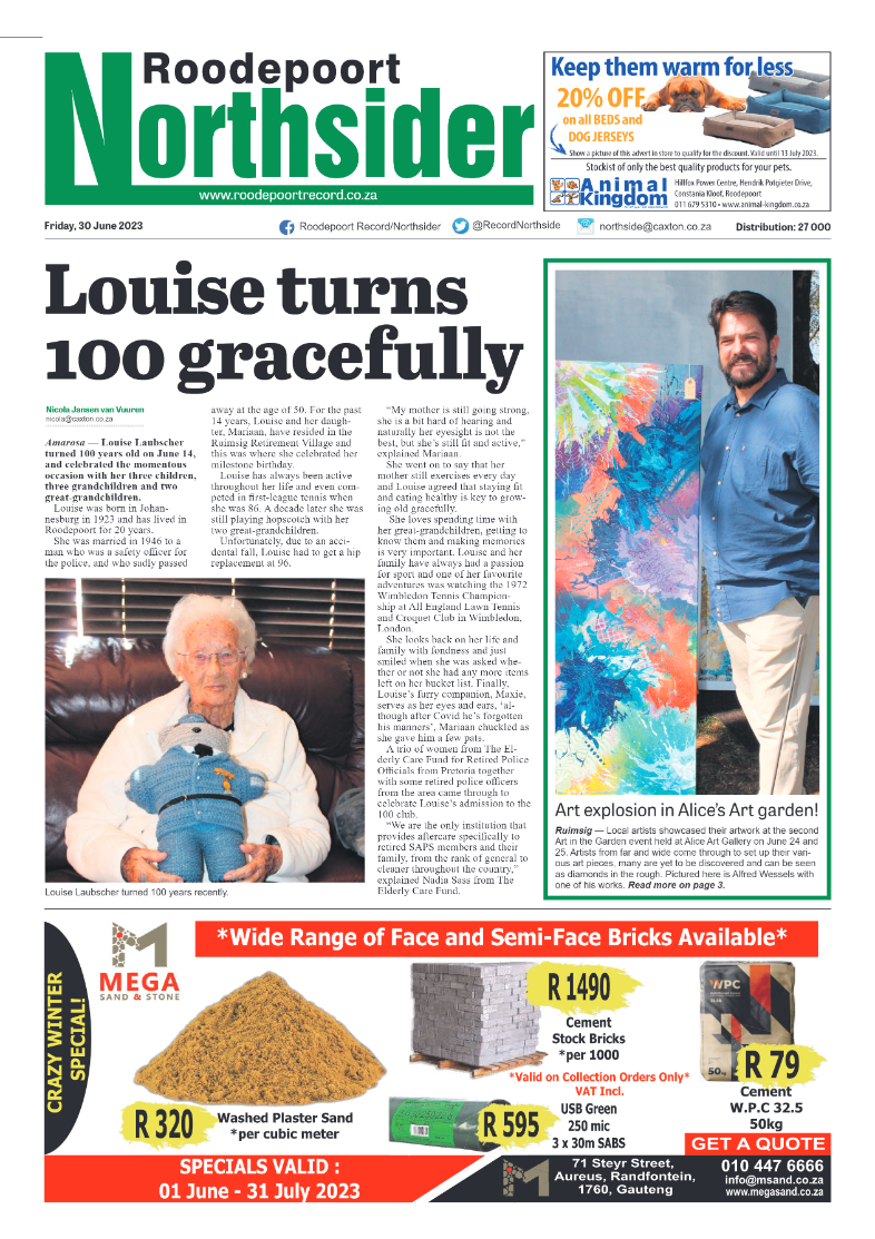 Roodepoort Northsider 30 June 2023 page 1
