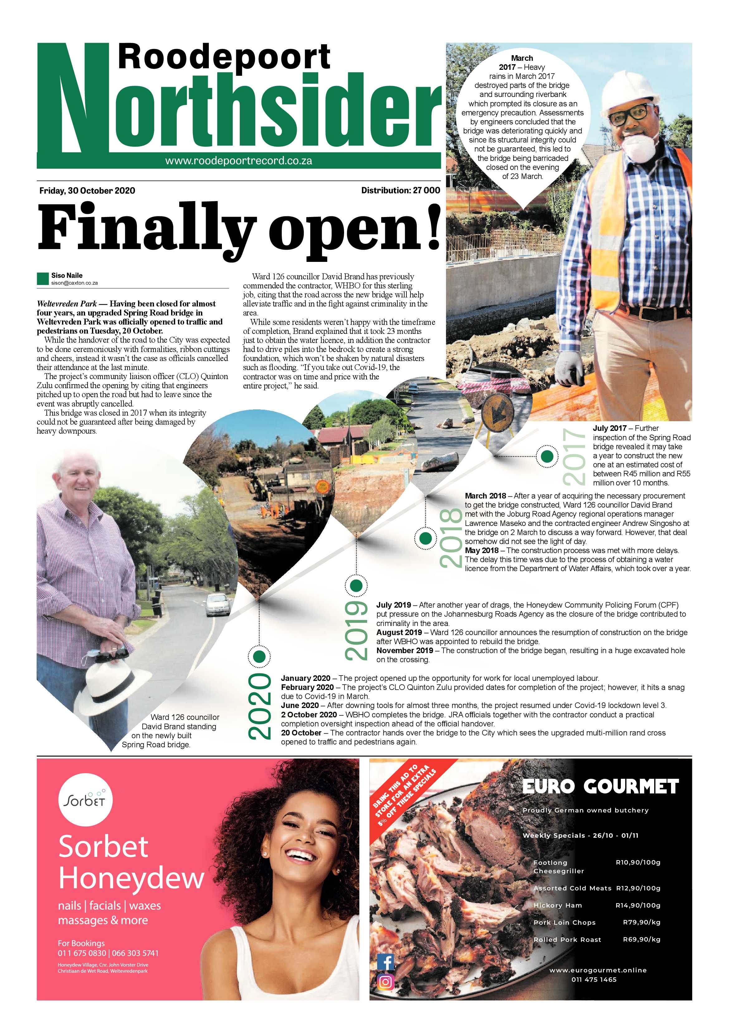 Roodepoort Northsider 30 October 2020 page 1