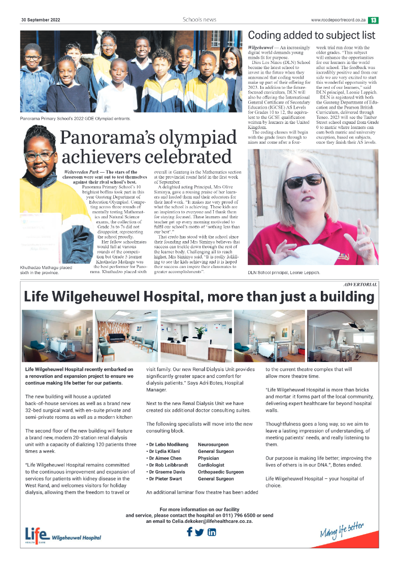 Roodepoort Northsider 30 September 2022 page 13