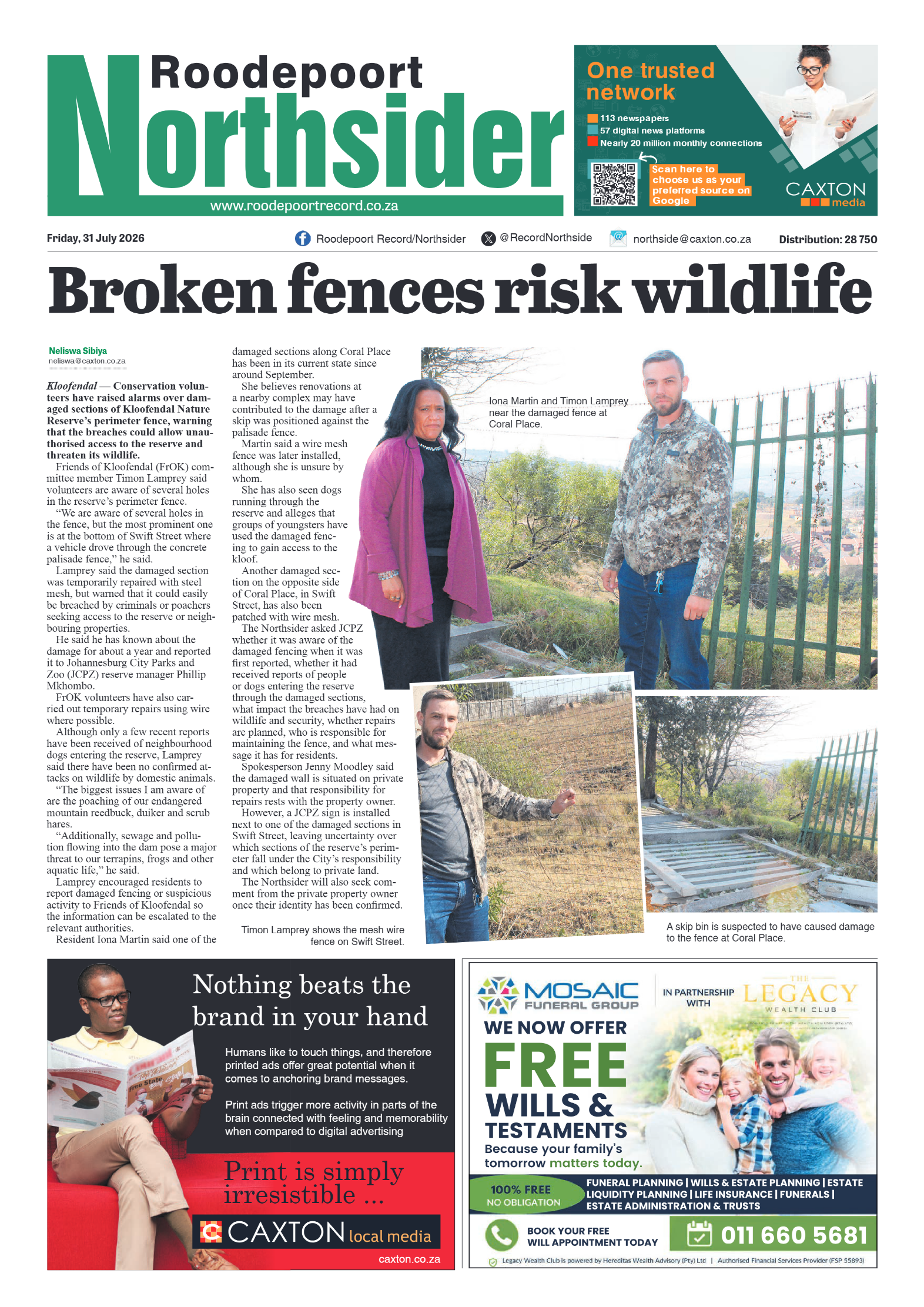 Roodepoort Northsider 31 July 2026 page 1