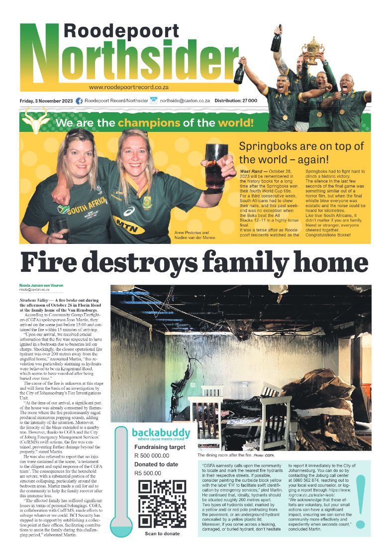 Roodepoort Northsider 3 November 2023 page 1