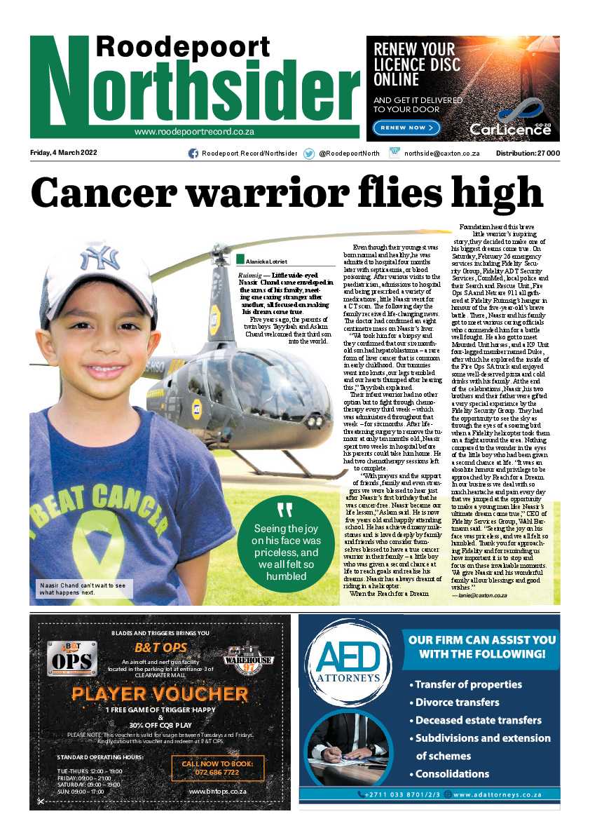 Roodepoort Northsider 4 March 2022 page 1