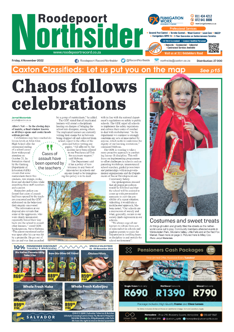 Roodepoort Northsider 4 November 2022 page 1
