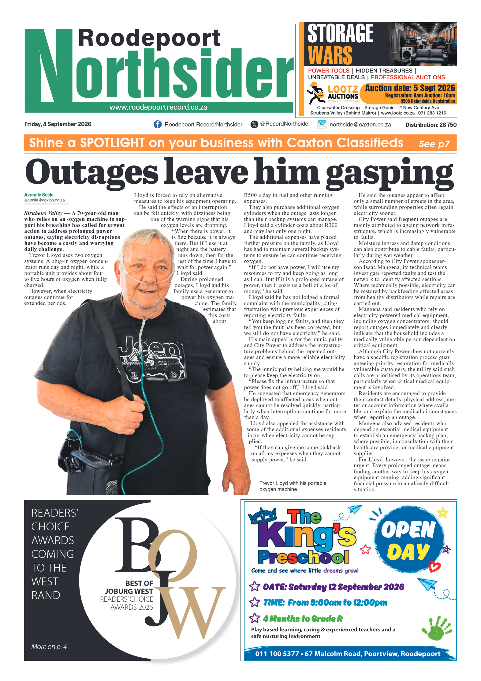 Roodepoort Northsider 4 September 2026 page 1